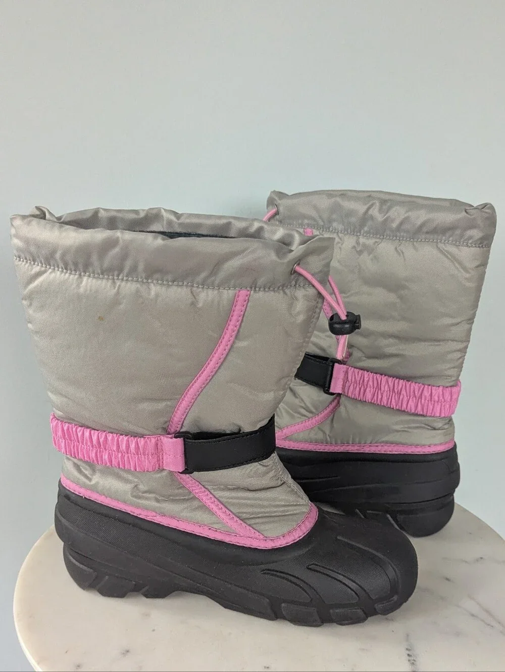 Sorel Big Girls Flurry Pink & Gray Winter Waterproof Boots